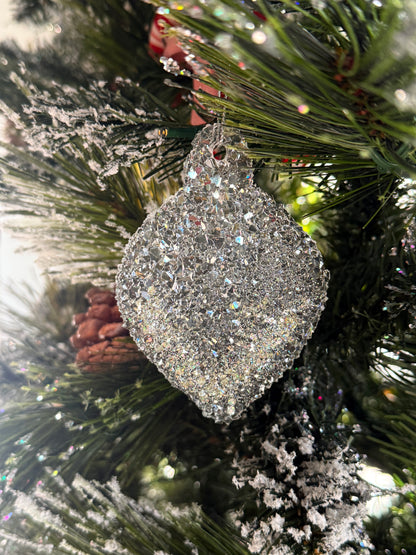 Sparkling Resin Christmas Tree Ornament: Frosted Winter Decor, Jewlery Ornament
