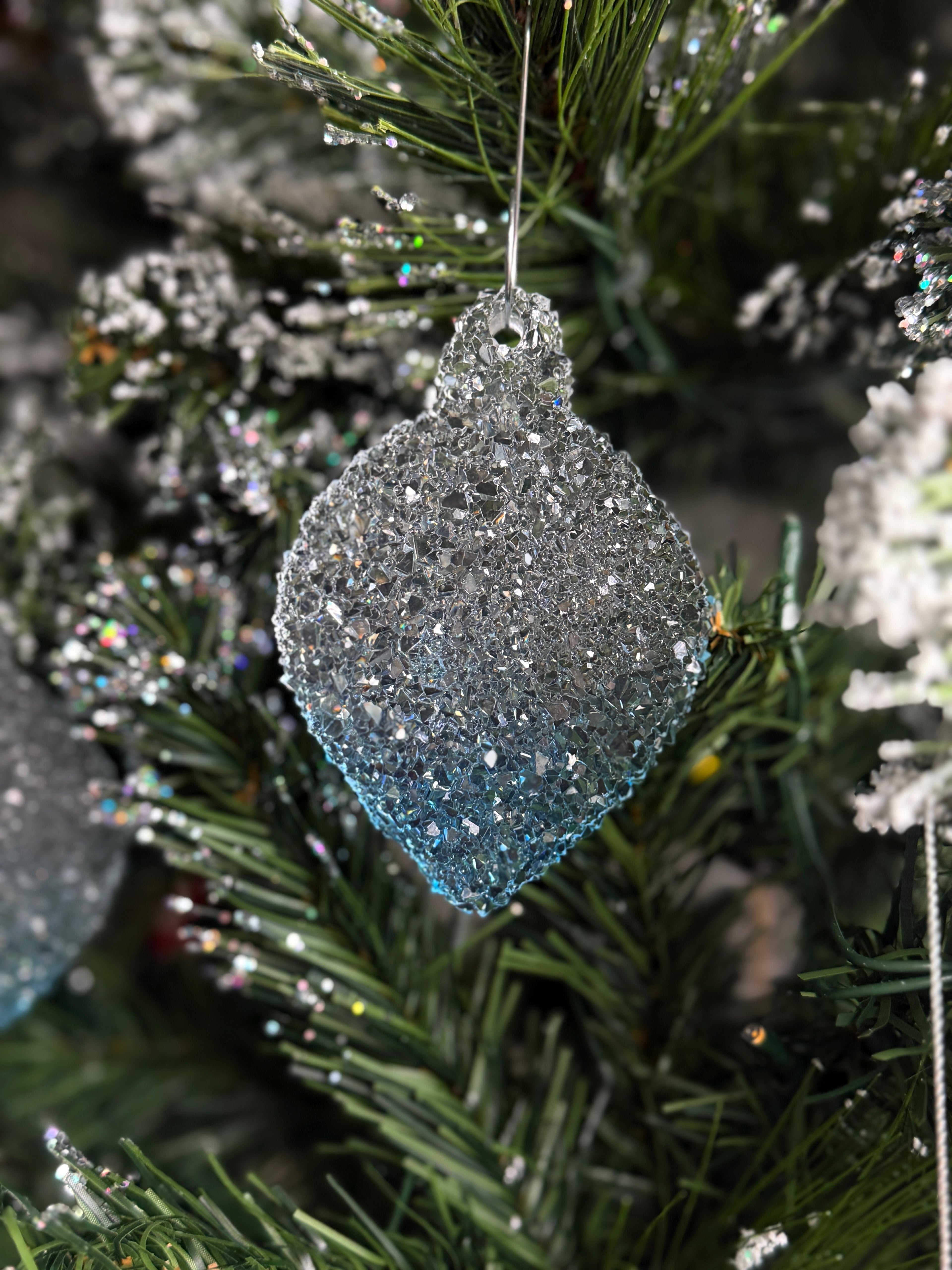 Sparkling Resin Christmas Tree Ornament: Frosted Winter Decor, Jewlery Ornament
