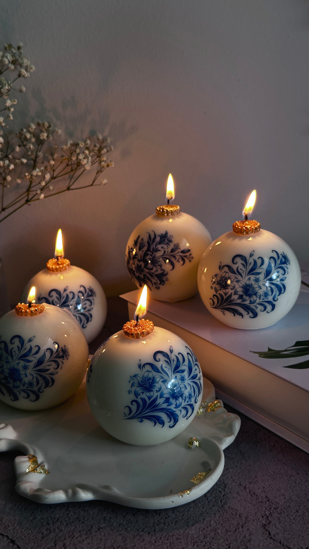 Cozy Christmas bedroom decor with handmade ornament candle